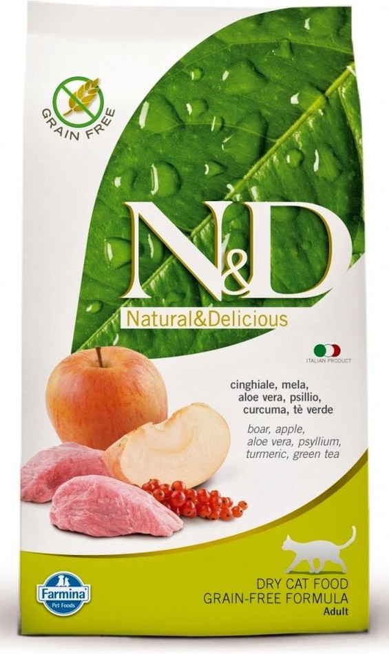 Granule pro kočky N&D Grain Free Adult Boar & Apple, 10 kg