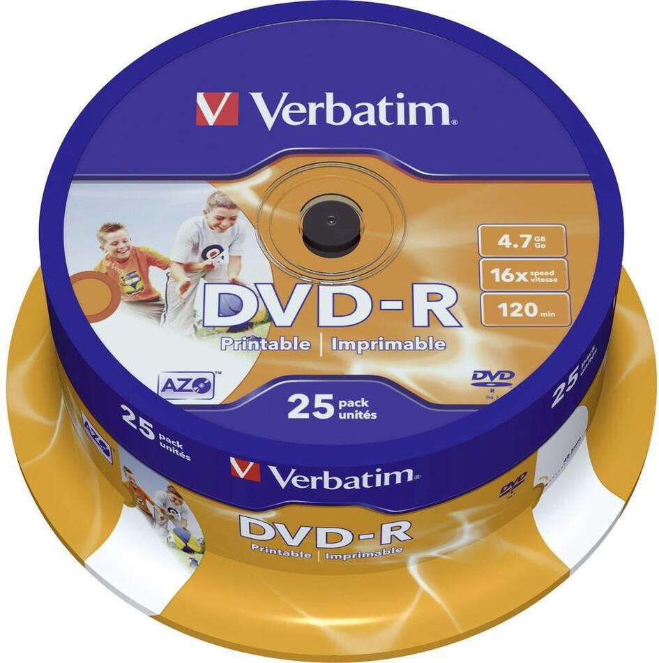 Verbatim DVD-R(25-Pack)Spindl / Printable / 16x / 4.7GB (43538)