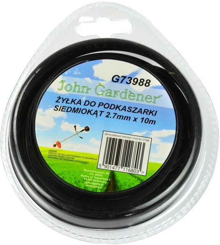 Struna do sekačky černá, 2,7mm, 10m, sedmihran, nylon GEKO