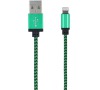 Datový kabel Forever Lightning 1m 1A textilní zeleno černý