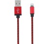 Datový kabel Forever Lightning 1m 1A textilní červeno černý