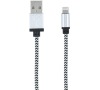 Datový kabel Forever Lightning 1m 1A textilní bílo černý