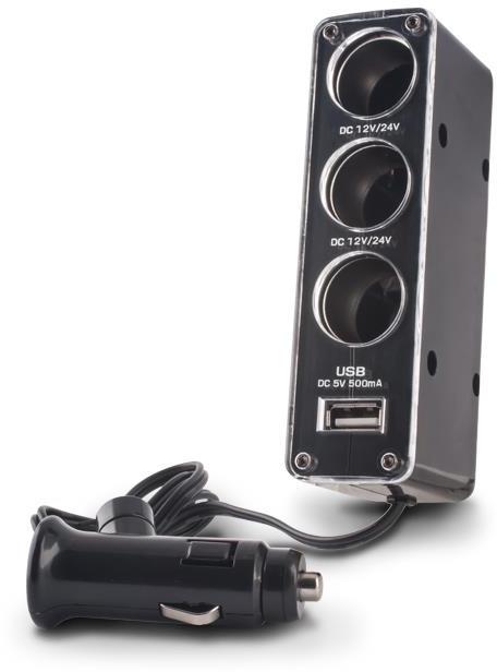 Nabíječka do auta 2v1 Forever 1x USB, 3x zásuvka 12/24V