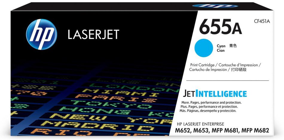 HP 655A Azurová originální tonerová kazeta LaserJet (CF451A)