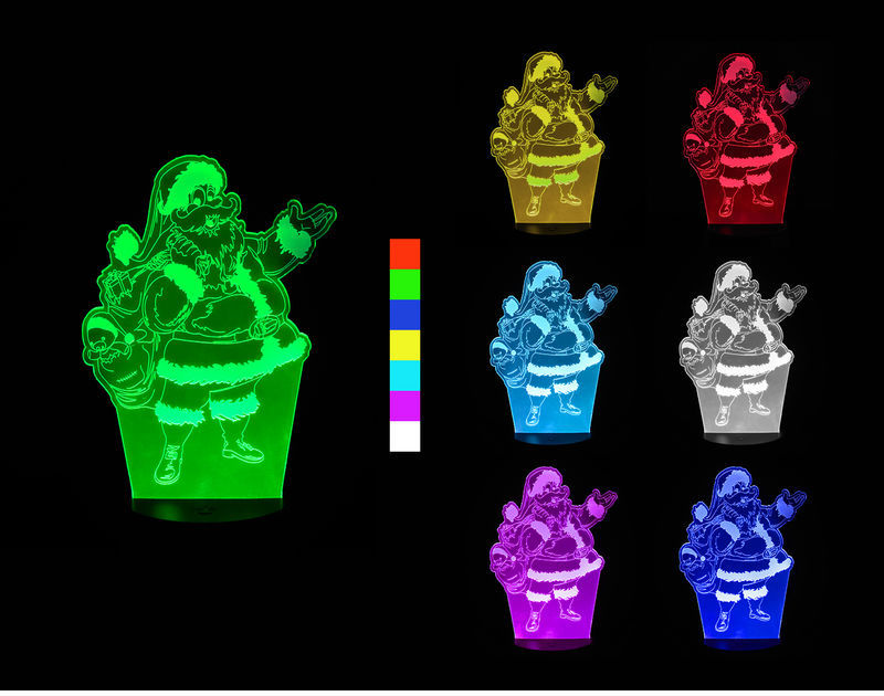3D LED lampa Sharks - Santa Claus