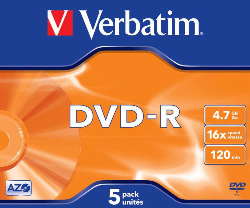 Disk Verbatim DVD-R 4,7GB, 16x, jewel box, 5ks