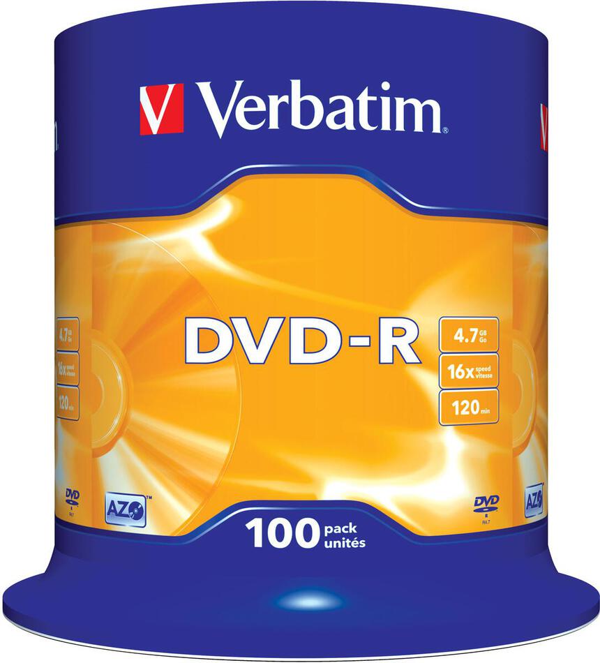 Disk Verbatim DVD-R 4,7GB, 16x, 100cake