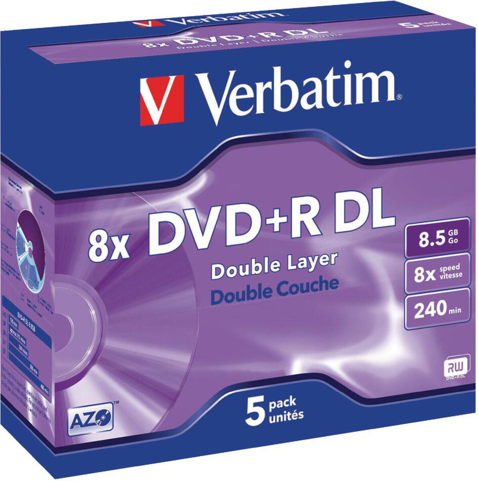 Disk Verbatim DVD+R DualLayer, 8,5GB, 8x, 5ks