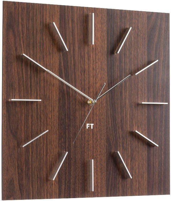Designové nástěnné hodiny Future Time FT1010WE Square dark natural brown 40cm