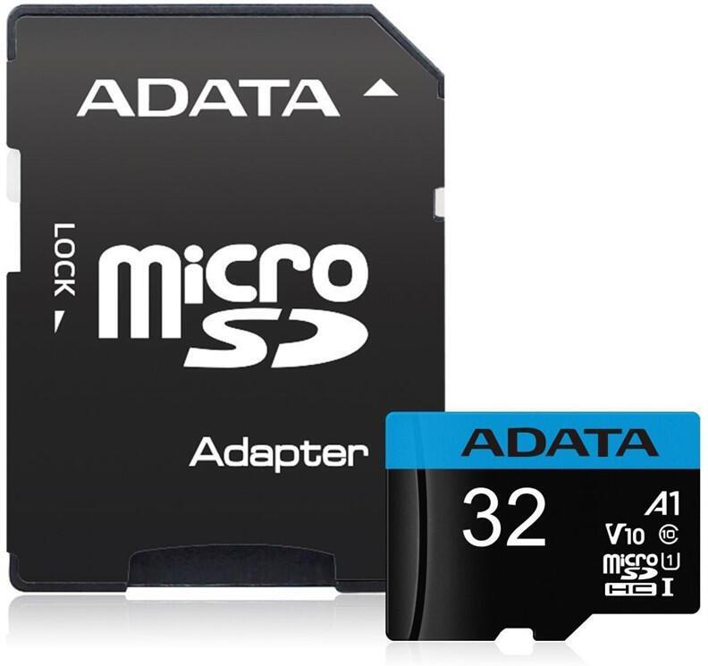Paměťová karta ADATA MicroSDHC 32GB UHS-I Class 10, A1 + SD adaptér (AUSDH32GUICL10A1-RA1)