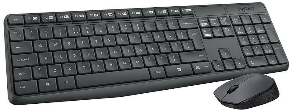 LOGITECH set MK235/ Bezdrátová klávesnice + myš/ 2.4GHz/ USB přijímač/ US/ šedý (920-007931)