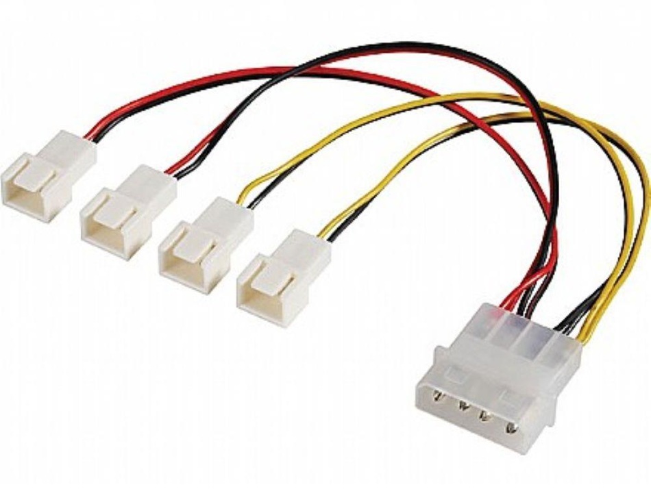 AKASA redukce 4pin Molex na 4x 3pin fan / AK-CB001 / 15cm
