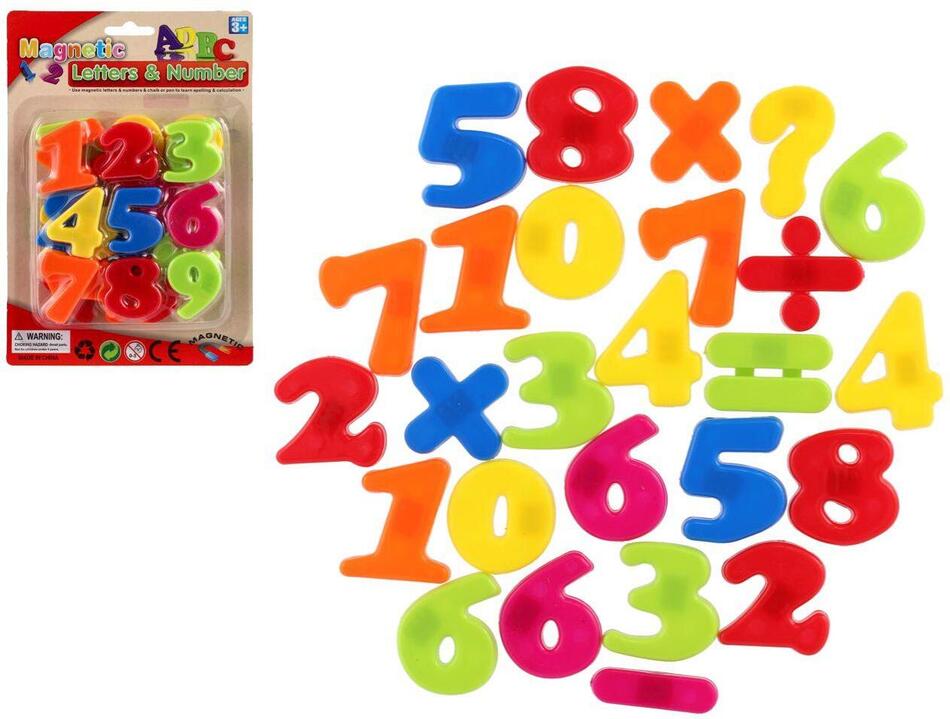 Teddies Magnetické číslice 4cm cca 27ks plast na kartě 14,5x22cm