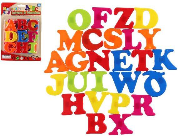 Teddies Magnetická písmena 4cm cca 27ks plast na kartě 15x21,5cm
