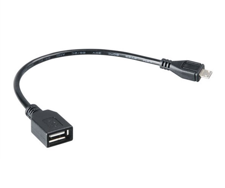 AKASA OTG redukce USB2.0 Typ-micro B na USB2.0 Typ-A / AK-CBUB25-15BK / 15cm