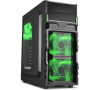 Sharkoon skříň VG5-W / Middle Tower / 2x USB3.0 / průhledná bočnice / zelené LED / černá