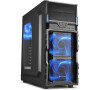 Sharkoon skříň VG5-W / Middle Tower / 2x USB3.0 / průhledná bočnice / modré LED / černá