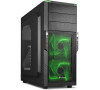 Sharkoon skříň T3-W / Middle Tower / 2x USB3.0 / průhledná bočnice / zelené LED / černá