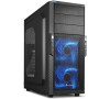 Sharkoon skříň T3-W / Middle Tower / 2x USB3.0 / průhledná bočnice / modré LED / černá