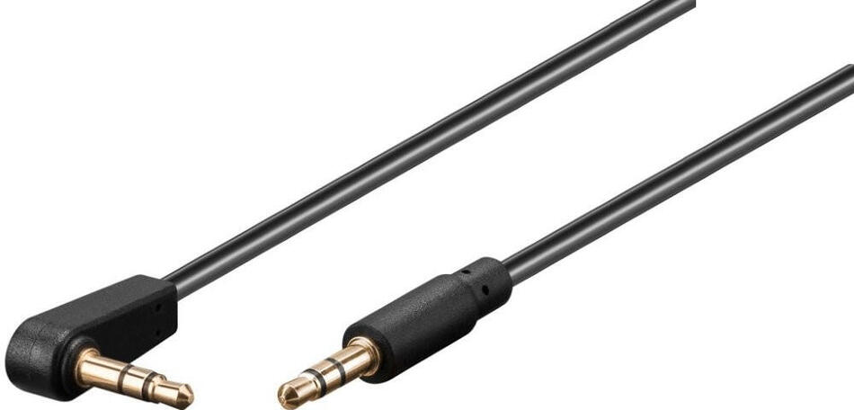 PremiumCord Kabel Jack 3,5 mm - 3,5 mm konektor 90° M/M/ 1m/ černý (kjackmm1-90)