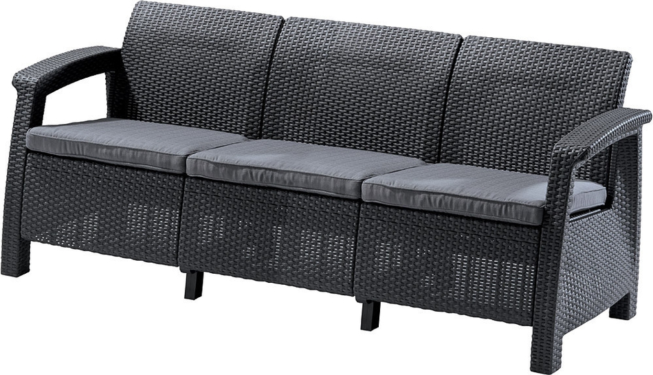 Zahradní třísedačková pohovka Keter Corfu love seat max, grafitová