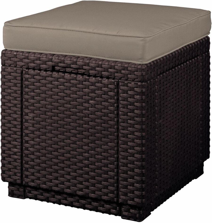 KETER CUBE taburet - hnědý + šedohnědá poduška