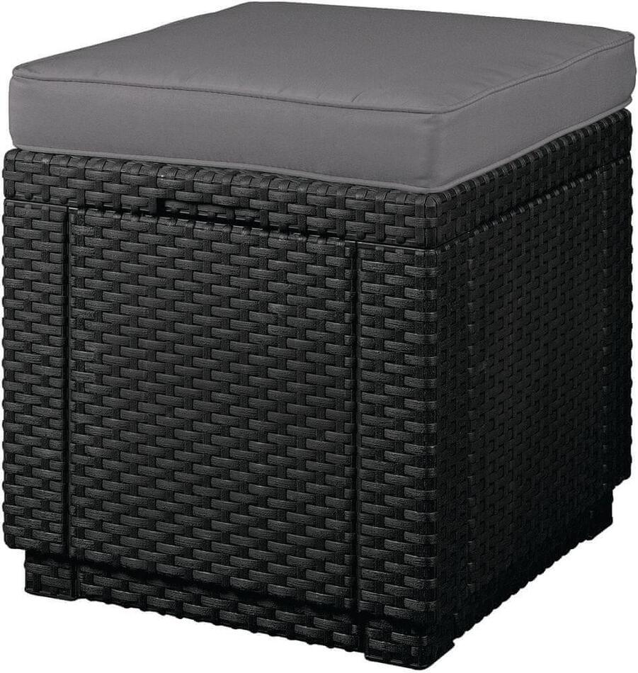 KETER CUBE taburet - grafit + šedá poduška