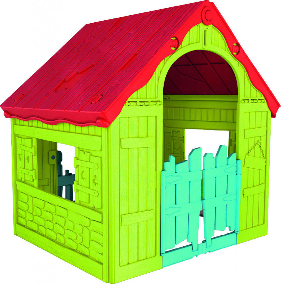 Zahradní domek Keter WONDERFOLD PLAYHOUSE červený / zelený / modrý