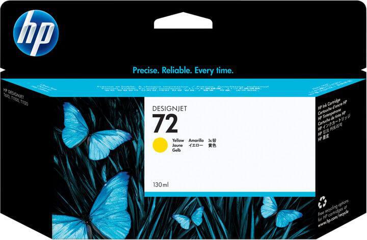 HP Inc. HP 72 Yellow DJ Ink Cart, 130 ml, C9373A