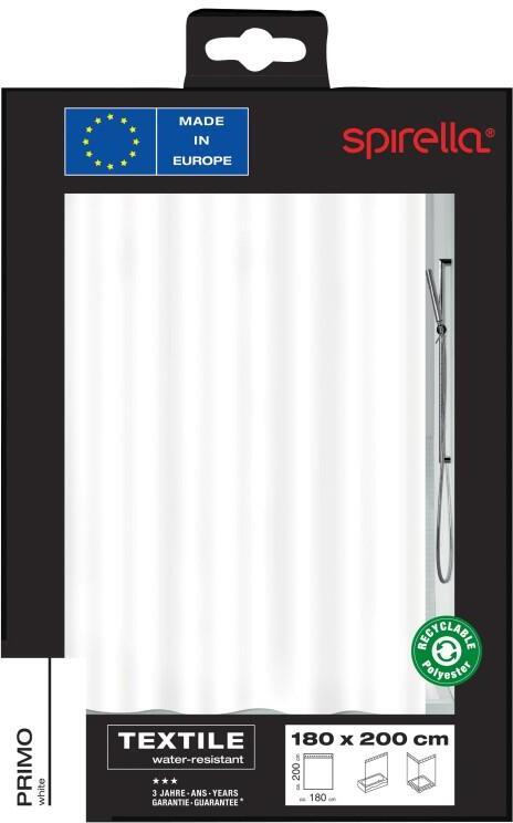 Sprchový závěs PRIMO white TXT 180 x 200 cm SPIRELLA