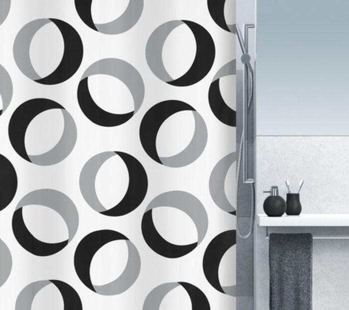 Sprchový závěs RINGS GREY-BLACK 180x200 SPIRELLA