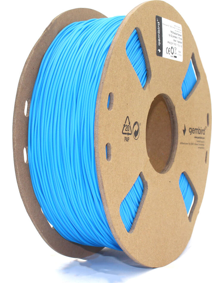Filament GEMBIRD, flexibilní, 1,75mm, 1kg, modrá