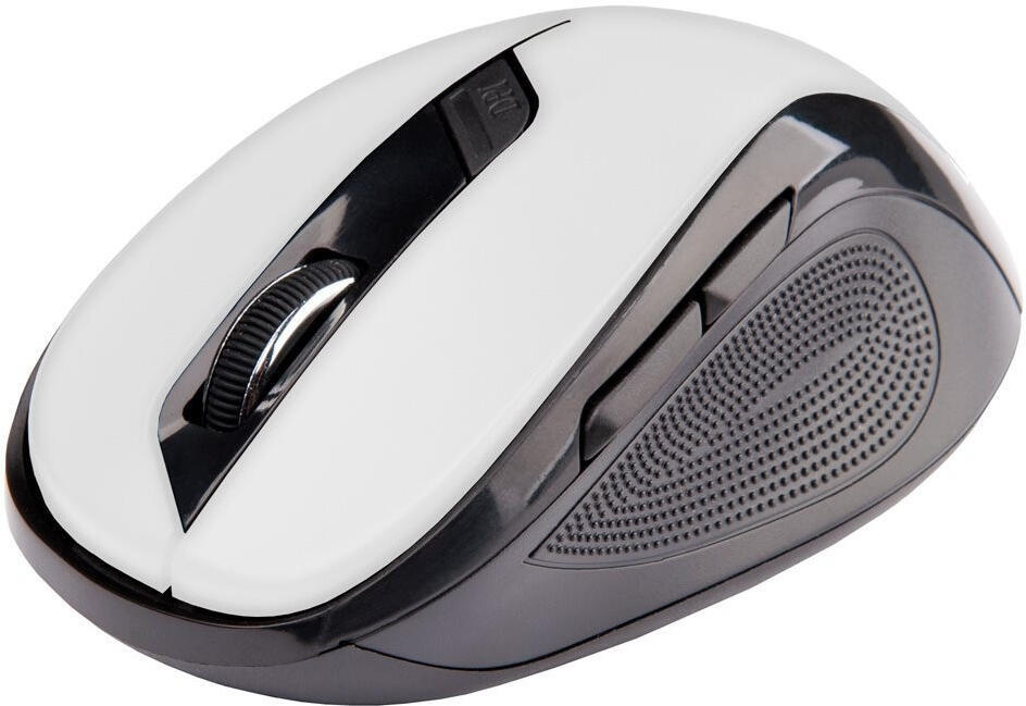 Myš C-TECH WLM-02, černo-bílá, bezdrátová, 1600DPI, 6 tlačítek, USB nano receiver