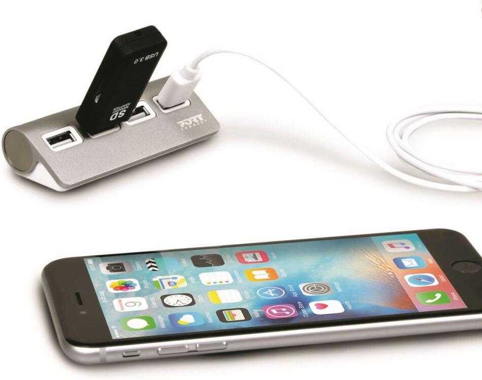 PORT CONNECT USB HUB, 4x USB 2.0, šedý (900120)