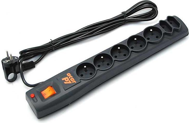 Rozvodný panel ACAR P7/3m 5+2x220V černý+přep.ochr (9601)