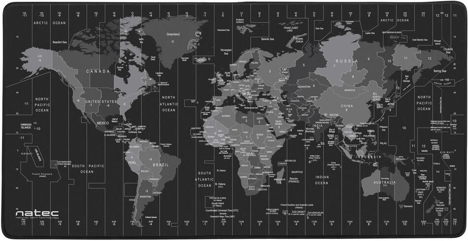 Maxi podložka pod myš NATEC Time Zone Map, 40x80cm (NPO-1119)