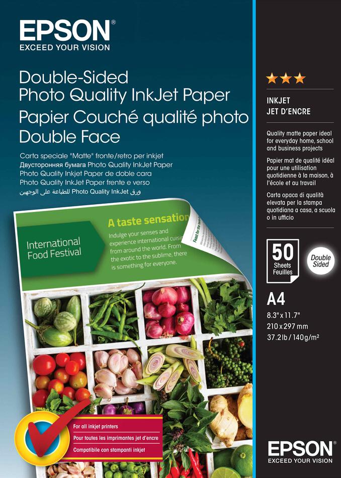 Epson double-Sided Photo Quality Inkjet Paper,A4,50 sheets (C13S400059)