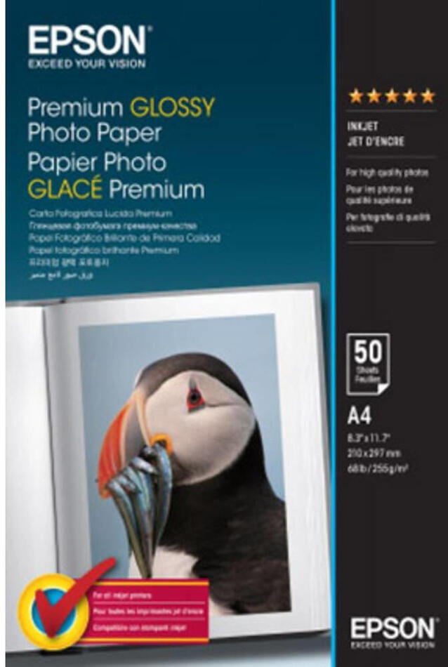 Epson Premium Glossy Photo Paper - A4 - 50 Sheets (C13S041624)