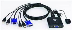 Aten 2-port KVM USB mini, 1m kabely, DO (CS-22U)