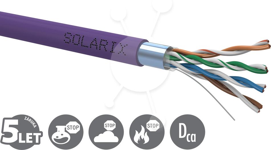 Instalační kabel SOLARIX CAT5E FTP LSOH Dca-s1,d2,a1 500m/cívka SXKD-5E-FTP-LSOH (27655152)