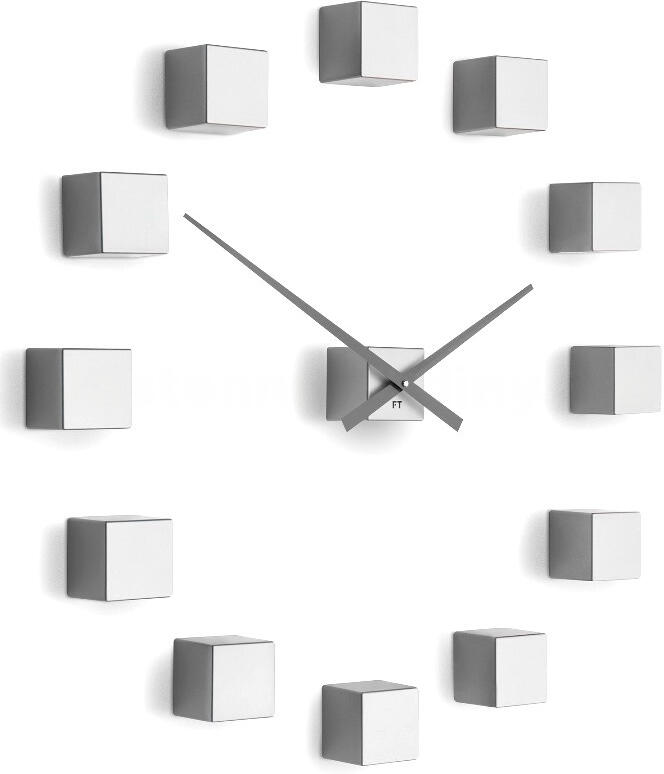 Designové nástěnné nalepovací hodiny Future Time FT3000SI Cubic silver
