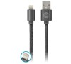 Datový kabel Forever Lightning 1m 2A kožený černý