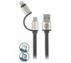 Datový kabel Forever 2v1 micro USB+Lightning 1m 1,8A plochý černý