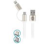 Datový kabel Forever 2v1 micro USB+Lightning 1m 1,8A plochý bílý