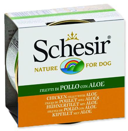 Konzerva SCHESIR Dog kuřecí + aloe v želé 150g