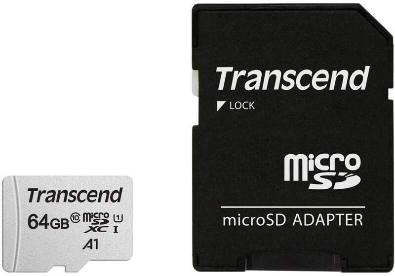 Transcend 64GB microSDXC 300S UHS-I U1 (Class 10) paměťová karta (s adaptérem) (TS64GUSD300S-A)