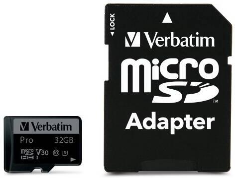VERBATIM MicroSDHC karta 32GB Pro, U3 + adaptér (47041)