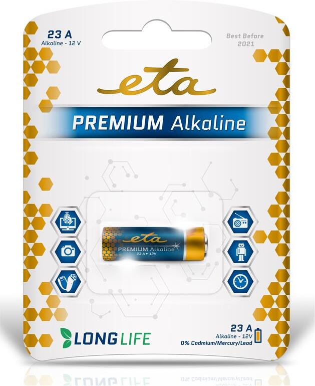 Baterie alkalická ETA PREMIUM ALKALINE 23A, blistr 1ks