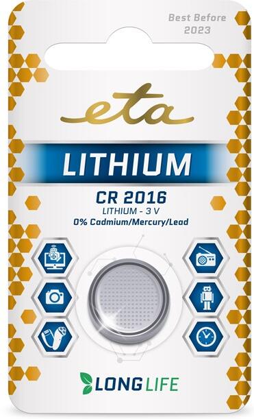 Baterie lithiová ETA PREMIUM CR2016, blistr 1ks