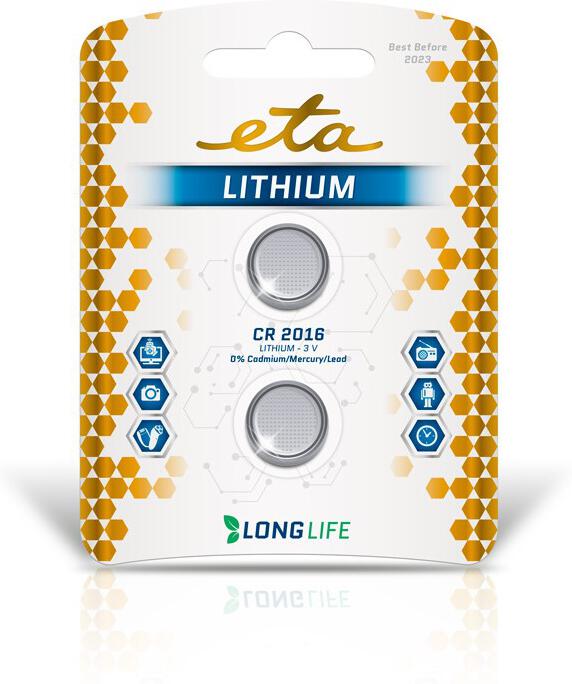 Baterie lithiová ETA PREMIUM CR2016, blistr 2ks